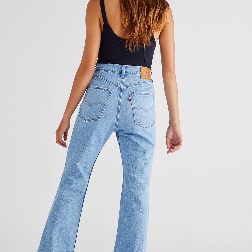 NWT Free People Marine Babe Easy Street Levi Flare Jeans size 31/12 - Picture 3 of 13